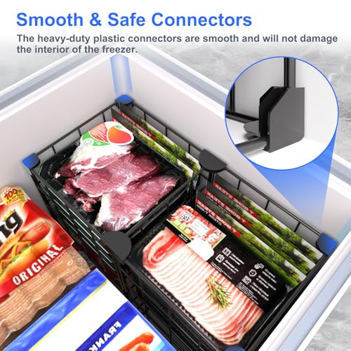 MASHDE Freezer Organizer Bins, Freezer Dividers for Deep Chest Freezer Compressor Area, Black Wire Basket Shelf for Food Storage Kitchen Refrigerator Organization (Medium) - Image 4