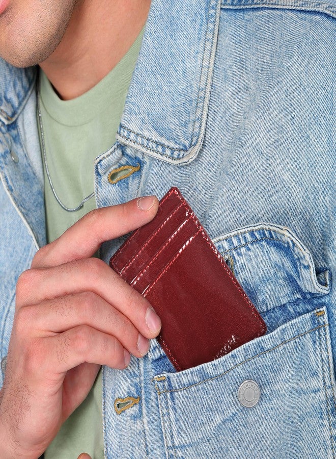 Sassora Premium Patent Leather Unisex RFID Money Clip (Red) - Image 4