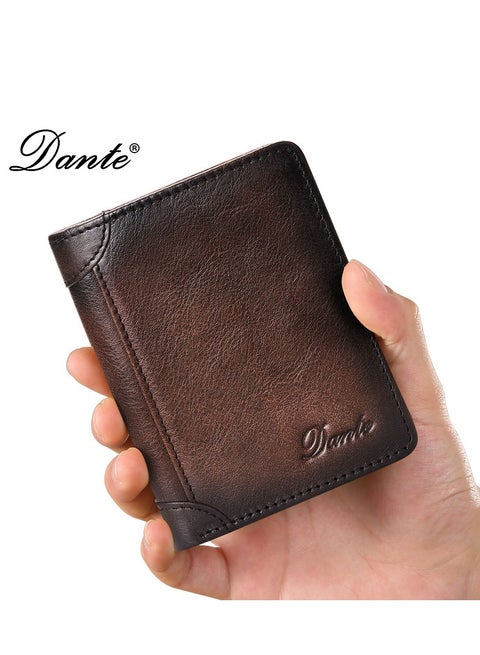Genuine Leather Anti Theft Brush Men's Retro Wallet