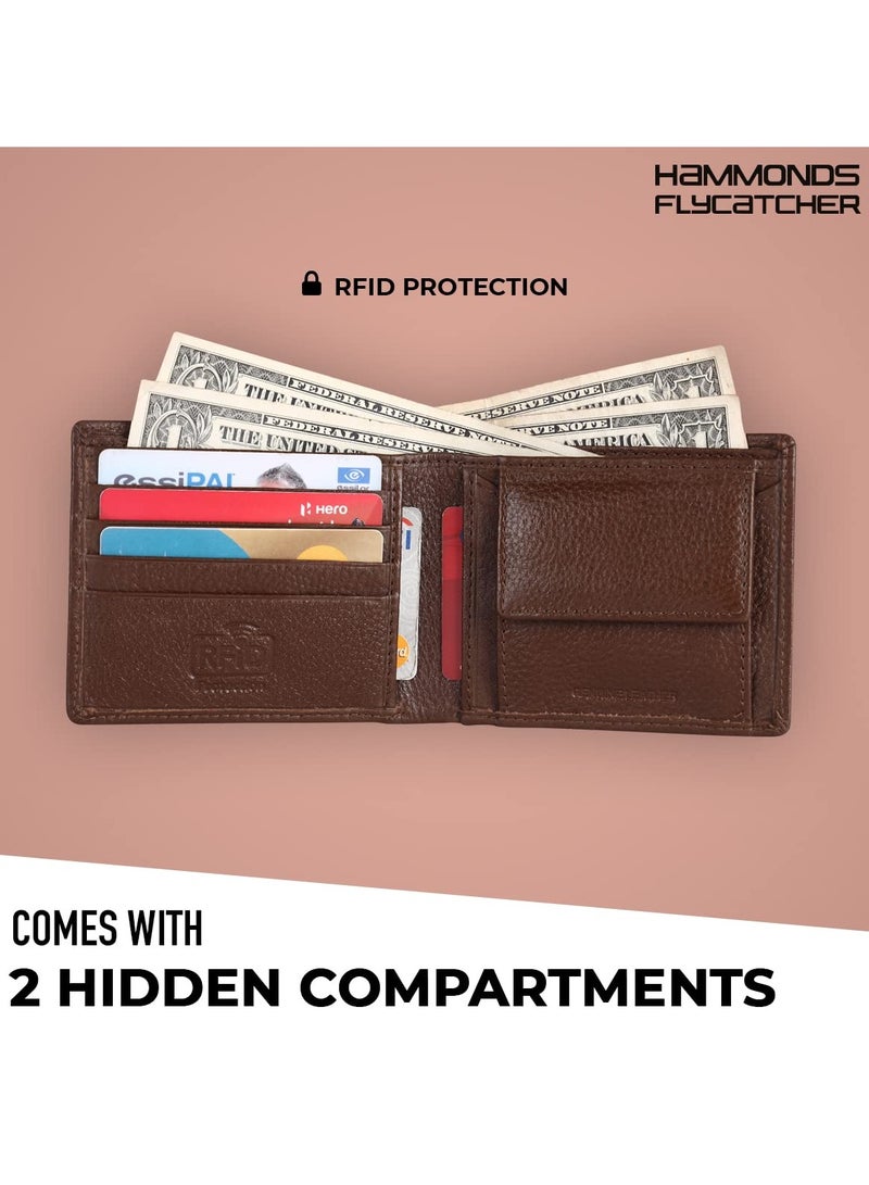 هاموندز فلاي كاتشر محفظة جلدية أصلية للرجال محفظة نقود جلدية محمية بتقنية متطورة  ثنائية الطية 4 فتحات للبطاقات وجيب للعملات المعدنية و جيوب مخفية - Image 4