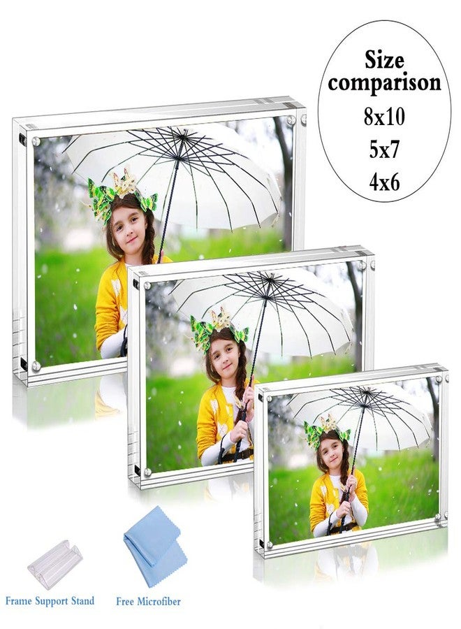 JUOIFIP Premium Acrylic Picture Frame 4x6-3 Pack Gift Box Package, Clear Free Standing Desktop Double Sided Best Gift for Family, Perfect Decorate Birthday Wedding Party - Free Soft Microfiber - Image 4