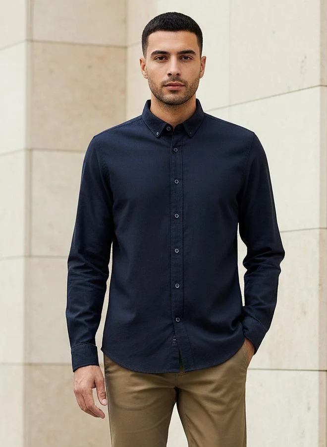 Splash FAV Men Regular Fit Button Down Collar Long Sleeve Oxford Shirt