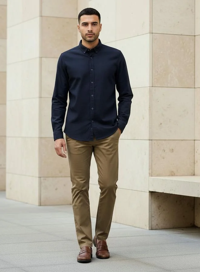 Splash FAV Men Regular Fit Button Down Collar Long Sleeve Oxford Shirt