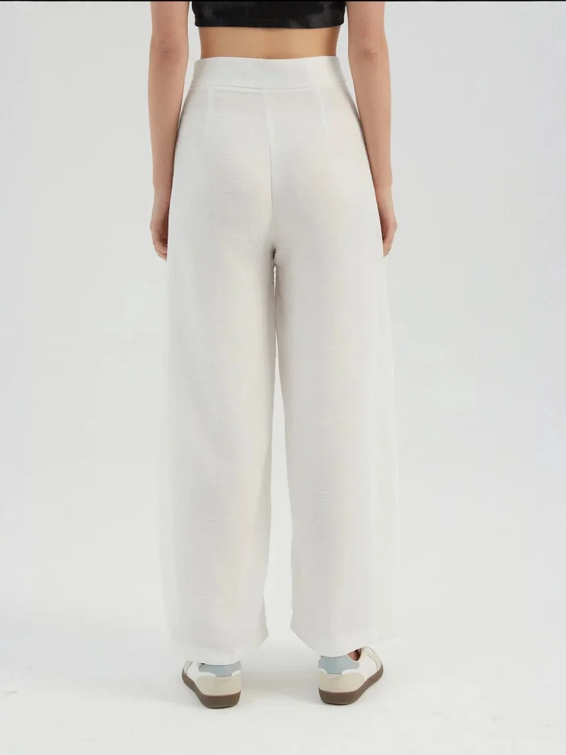 HICCUP High Waist Straight Leg Trousers with a Front Tie