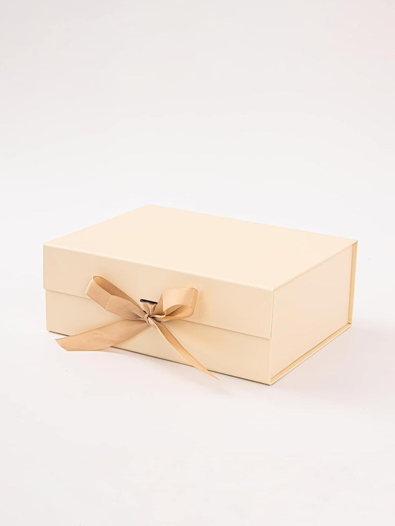 Kandid Magnetic Lid Gift Box with Ribbon Gift Box For Birthday, Anniversary Special Occasions – Presentation Box for Birthday, Wedding & Anniversary (Cream Box & Bag) - Image 3