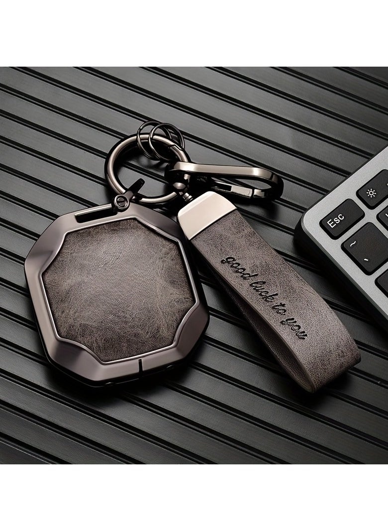 Service Zone Premium Zinc Alloy Key Fob Cover for Chery Jietu T2 & Mountain Sea T2 - Stylish Brown Keychain Accessory with Engraved "Best Luck to You" Message, Durable & Sleek Design  - Image 2