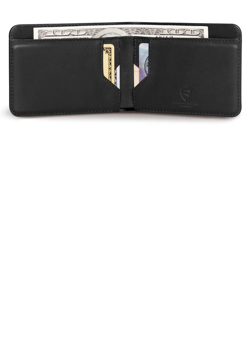 Vaultskin MANHATTAN Slim RFID Blocking Bifold Leather Wallet for Men - Minimalist Front Pocket Card Holder, Holds 9 Cards & Cash, Premium Italian Leather (Black) - Image 4