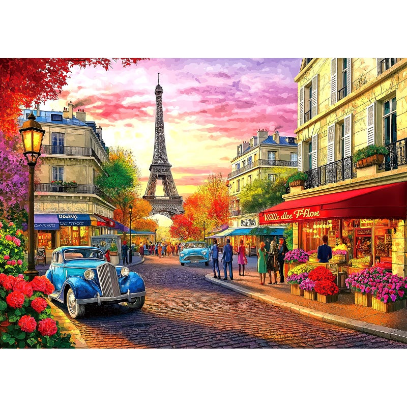 Blueforest Paris Street Scene 1000 Piece Jigsaw Puzzle for Adults Eiffel Tower Cityscape with Vintage Cars Landscape Scenery Challenging Family Puzzle Perfect for Game Nights 275X196 - Image 3
