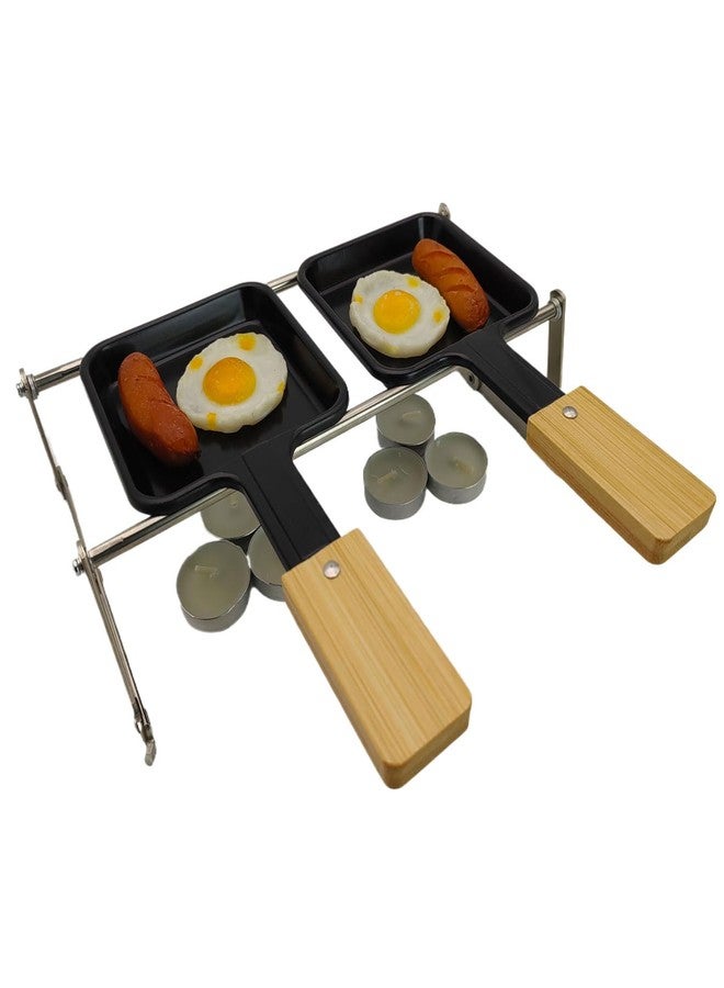 Kosmosta Mini Cheese Raclette Set, Portable Foldable Non-Stick Cheese Melting Pan, Cheese Melter, Baking Tray with Bamboo Spatula - Image 5