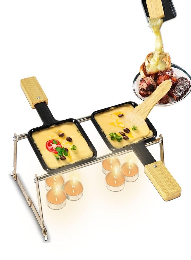 Kosmosta Mini Cheese Raclette Set, Portable Foldable Non-Stick Cheese Melting Pan, Cheese Melter, Baking Tray with Bamboo Spatula - Image 1
