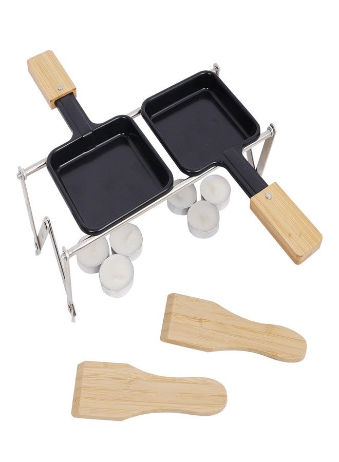 Kosmosta Mini Cheese Raclette Set, Portable Foldable Non-Stick Cheese Melting Pan, Cheese Melter, Baking Tray with Bamboo Spatula - Image 4