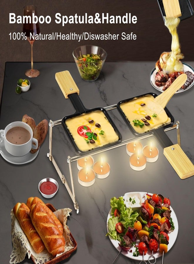 Kosmosta Mini Cheese Raclette Set, Portable Foldable Non-Stick Cheese Melting Pan, Cheese Melter, Baking Tray with Bamboo Spatula - Image 2