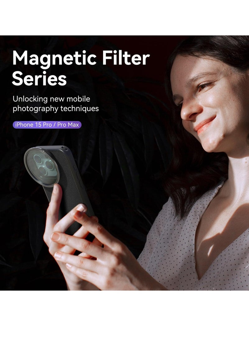 Generic - Magnetic Adjustable ND Filter & Phone Case Kit for iPhone 15 Pro Max, 58mm, ND2-ND32 (1-5 Stops) VND Filter with Protective Case, HD Optical Glass Neutral Density Filter Kit for iPhone - Image 1