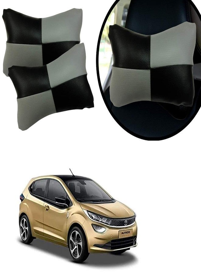 Adroitz Grey Car Cushion in Check Design Material Leatherette_263 - Image 1