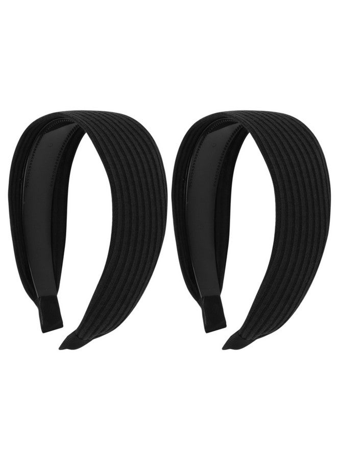 ACO-UINT 2 Pack Black Headbands For Women Wide Headbands Large Head Bands For Women'S Hair Nonslip Thick Headbands With Teeth Fashion Hairbands Hair Accessories For Women - Image 1