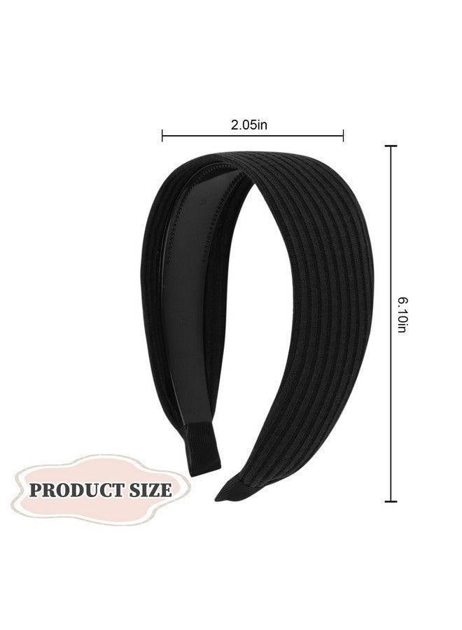 ACO-UINT 2 Pack Black Headbands For Women Wide Headbands Large Head Bands For Women'S Hair Nonslip Thick Headbands With Teeth Fashion Hairbands Hair Accessories For Women - Image 2