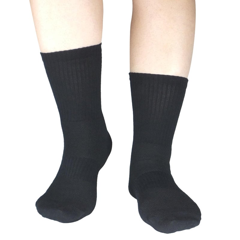 WindCrosser Mens 6-Pack Black Anti Odor Blister Resistant Seamless Breathable Cotton Crew Running Hiking Dress Socks, Size 7-12 - Image 2