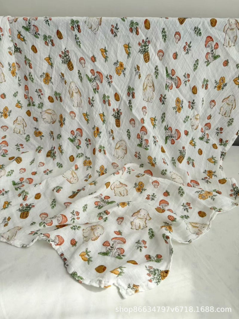 Double-Layer Bamboo Fiber Gauze Baby Class A Gauze Cover Blanket Four-Layer Wrapping Towel Bath Towel Children'S Bamboo Cotton Cool And Soft In Summer - Image 1