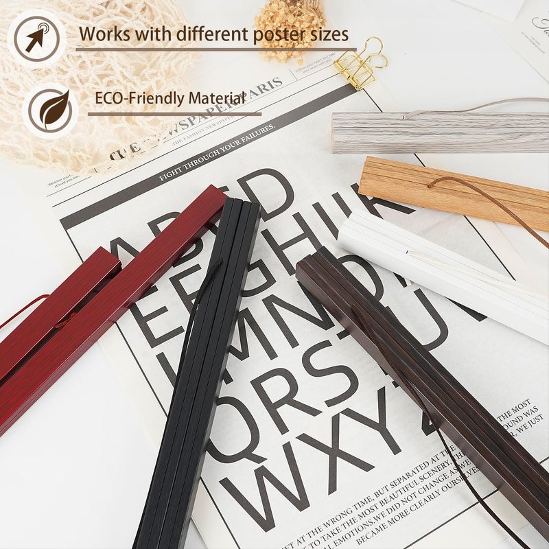 Artmag Magnetic Poster Hanger Frame, Light Wood Wooden Magnet Canvas Artwork Print Poster Hangers for 14x17 14x20 14x22 Frames Hanging Kit (Teak Wood, 14") - Image 4