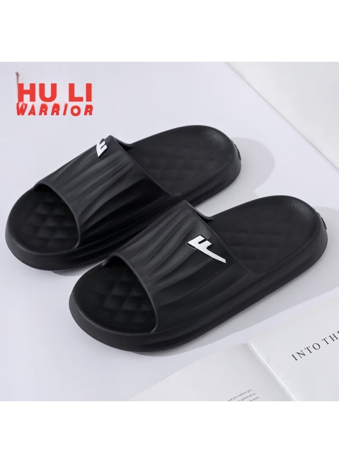 Pull Back Warrior Solid Color Sports صندل رياضي ماص للصدمات، ناعم مرن، للاستخدام الداخلي والخارجي، مقاوم للبلى، بسماكة نعل Hl0276 Black المقاس 45-46 - Image 4