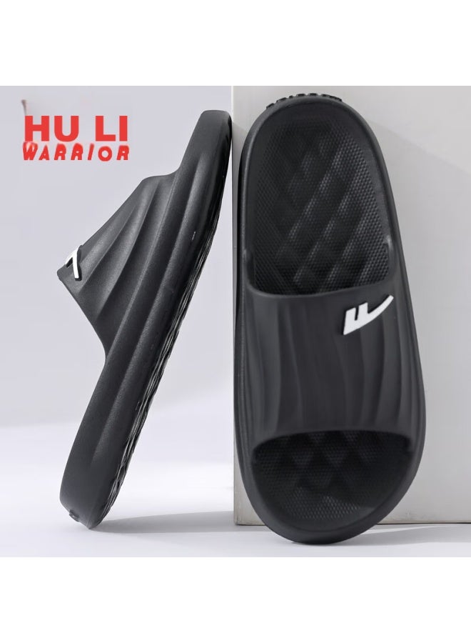 Pull Back Warrior Solid Color Sports صندل رياضي ماص للصدمات، ناعم مرن، للاستخدام الداخلي والخارجي، مقاوم للبلى، بسماكة نعل Hl0276 Black المقاس 45-46 - Image 2