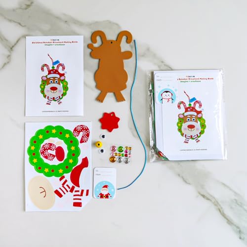 Winlyn 24 Sets Christmas Craft Kits Winter Crafts DIY Xmas Reindeer Head Ornaments Decorations Festive Foam Stickers Christmas Arts and Crafts for Kids Holiday Home Classroom Activities Party Favors - Image 5