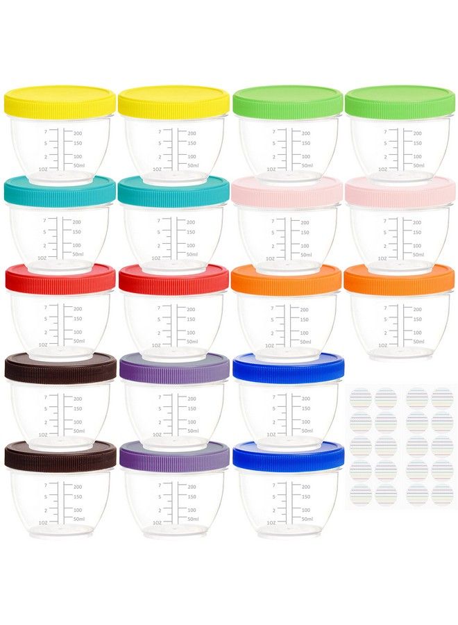 Youngever 18 Pack 1 Cup Small Food Containers With Lids 8 Ounce Food Storage Containers Condiment And Sauce Containers With Lids Labels (Rainbow Colors) - Image 1
