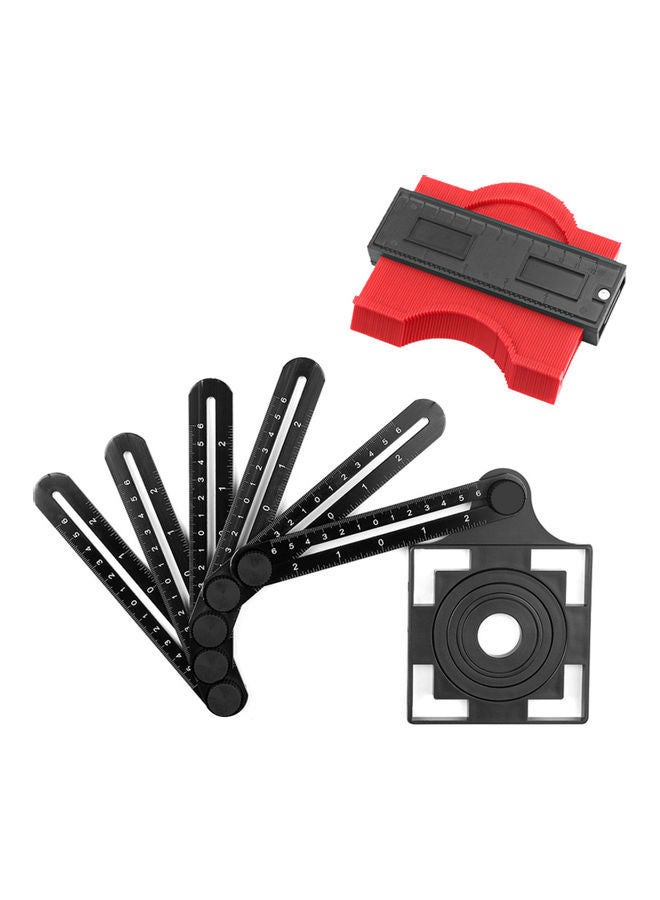 NIBEMINENT 6-Sided Universal Ruler & Contour Gauge Duplicator Tool Black/Red  - Image 1