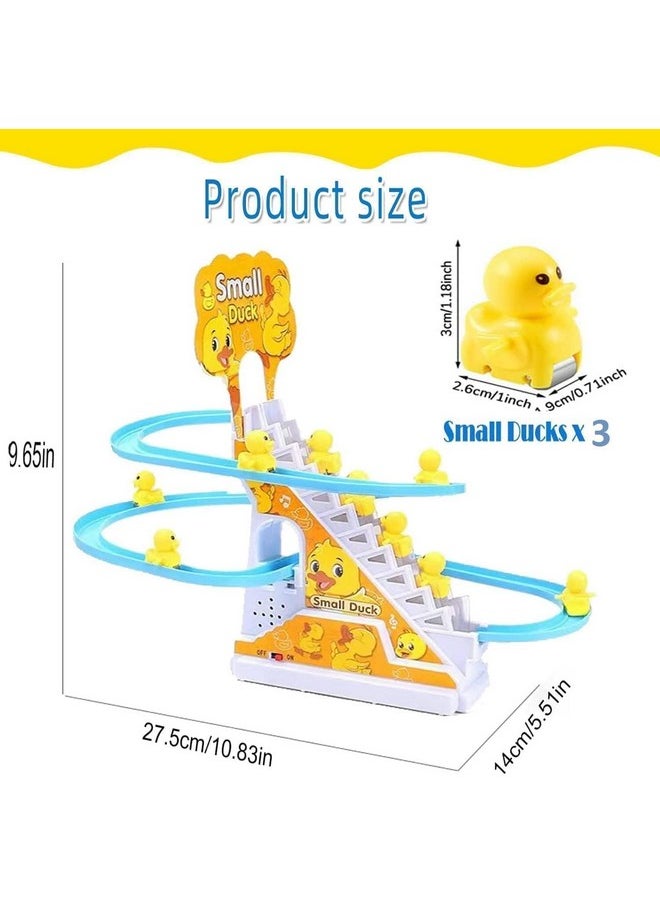 WINSKY Duck Slide Toy Set, Funny Automatic Stair-Climbing Ducklings Cartoon Race Track Set Little Lovely Duck Slide Toy Escalator Toy with Lights and Music (Duck Track Set)
