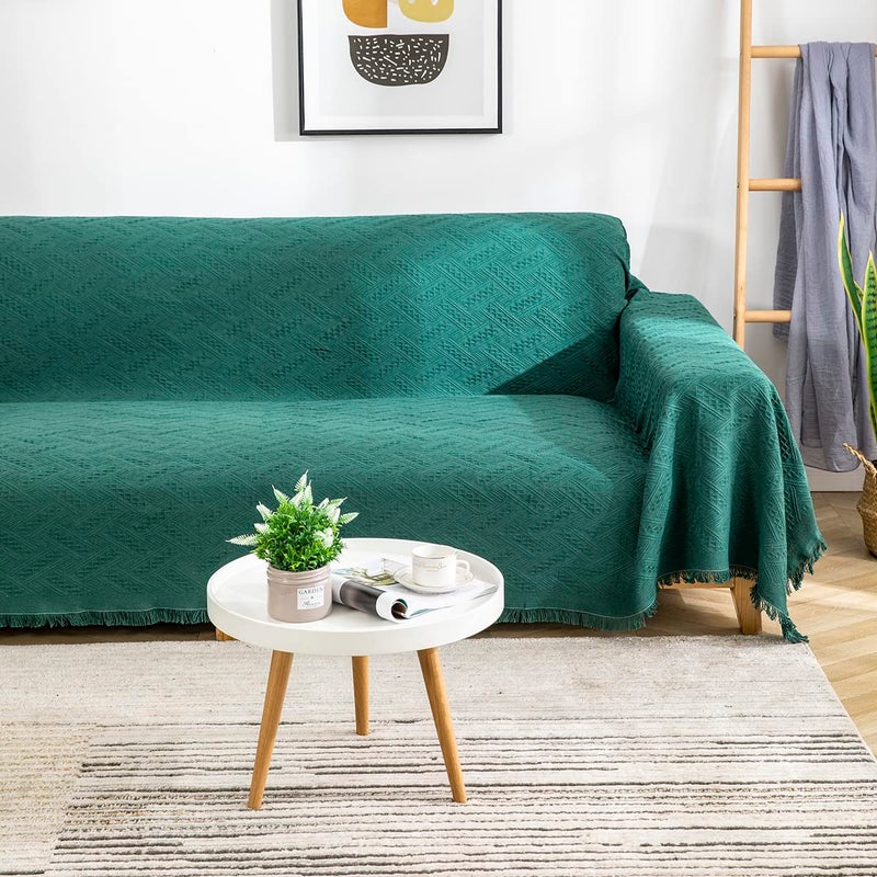 AIVIA Slipper Chair Table Cover Sheet, Reversible Tablecloth Throw Cushion Covers for Single Seat Recliner Armchair Ottomans Spread Furniture Decorations Protector Slipcover Blackish Green - Image 5