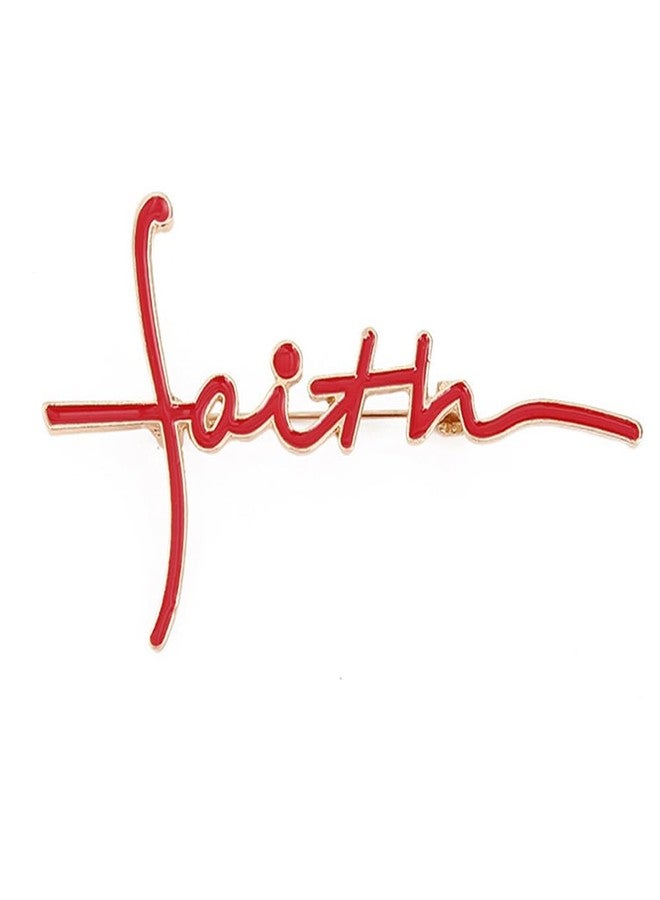 OIDIMS Faith Letter Brooch for Women Men Christian Theme Enamel Pin for Clothes Jackets Hats Bags Lapel Pins Fashion Accessories Decor Brooches Dainty Jewelry Gift for Best Friends Birthday Xmas (Red) - Image 1
