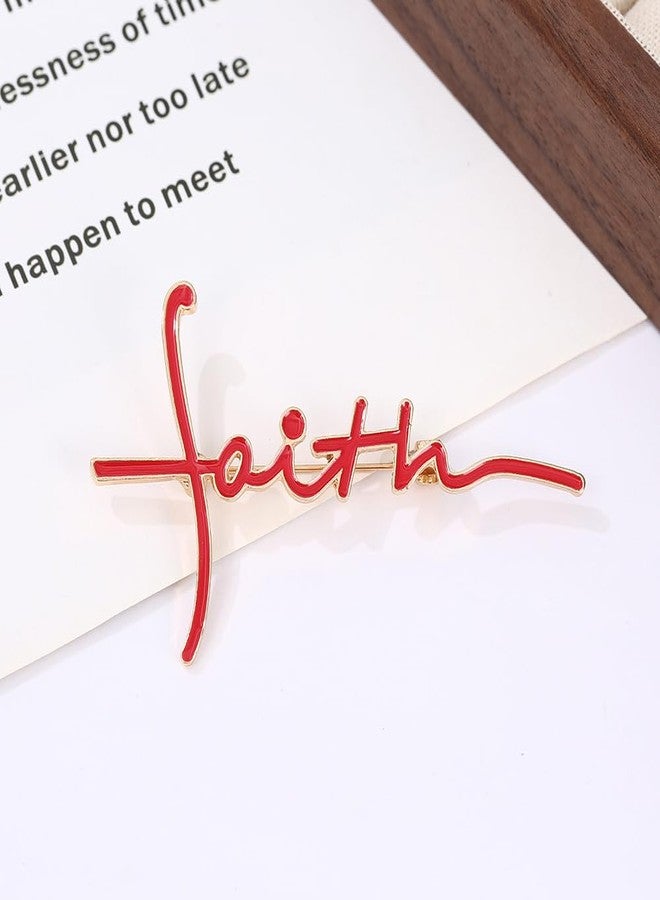 OIDIMS Faith Letter Brooch for Women Men Christian Theme Enamel Pin for Clothes Jackets Hats Bags Lapel Pins Fashion Accessories Decor Brooches Dainty Jewelry Gift for Best Friends Birthday Xmas (Red) - Image 4