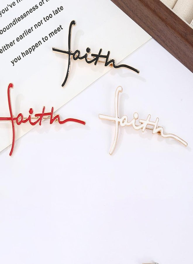 OIDIMS Faith Letter Brooch for Women Men Christian Theme Enamel Pin for Clothes Jackets Hats Bags Lapel Pins Fashion Accessories Decor Brooches Dainty Jewelry Gift for Best Friends Birthday Xmas (Red) - Image 5