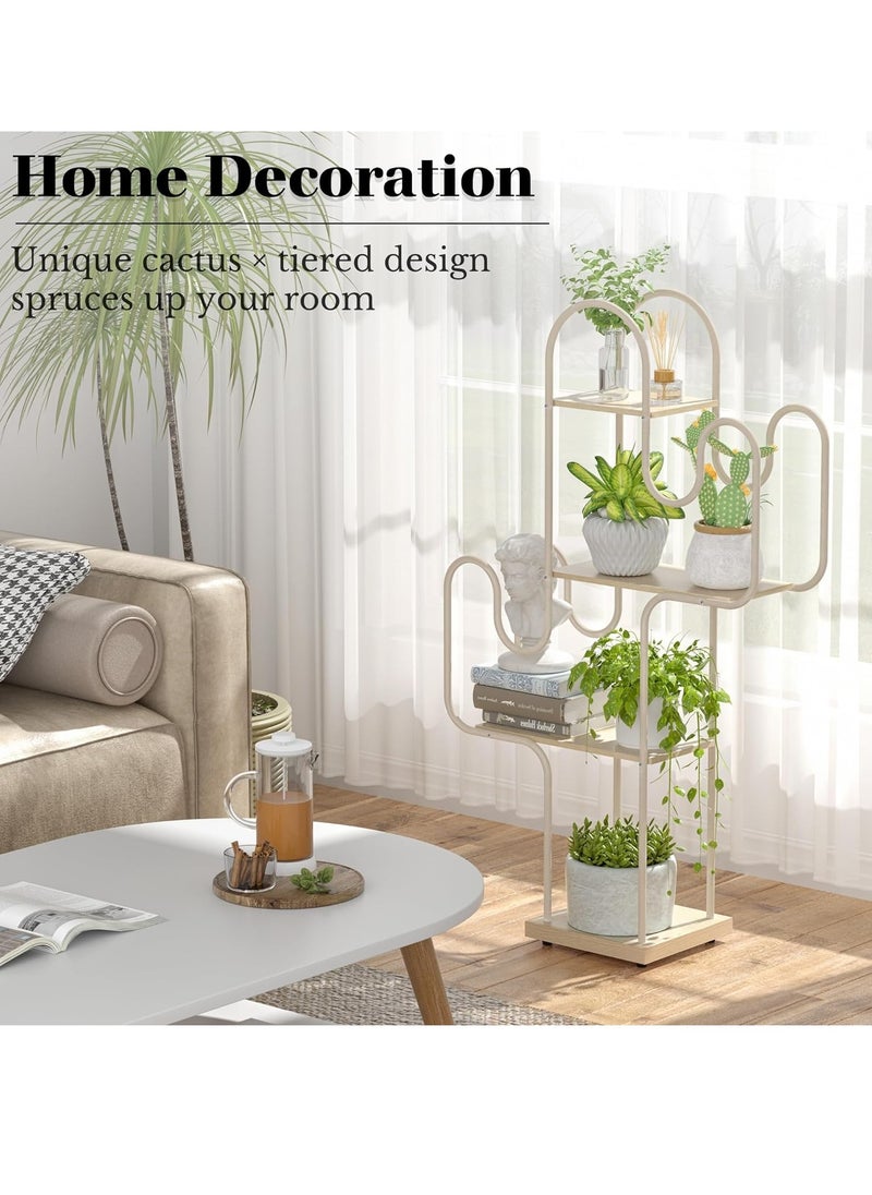 Sharpdo Living Room Outdoor Balcony Floor-Standing Storage Rack Stainless Steel Mobile Flower Rack Iron 61*19*101CM  - Image 4