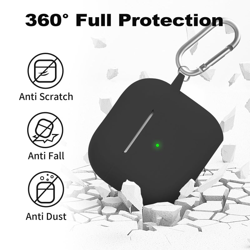 Woyinger for AirPods 4th Case Cover, Soft Silicone Case with Cleaner Kit, Keychain, Full Protection for Men and Women, Compatible with AirPods 4th Generation (Black) - Image 4