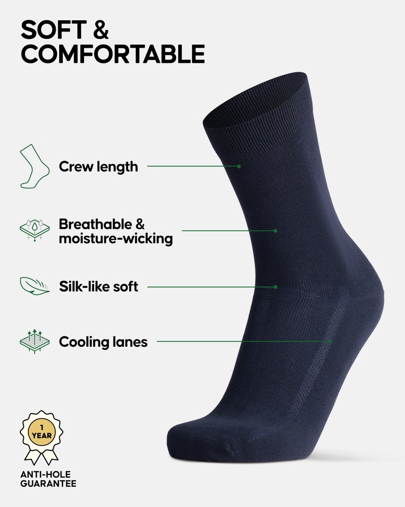 DANISH ENDURANCE Soft & Breathable Socks for Men & Women, 3-Pack (Navy, US Women 8-10 // US Men 6.5-8.5) - Image 2