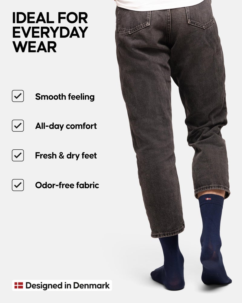 DANISH ENDURANCE Soft & Breathable Socks for Men & Women, 3-Pack (Navy, US Women 8-10 // US Men 6.5-8.5) - Image 3