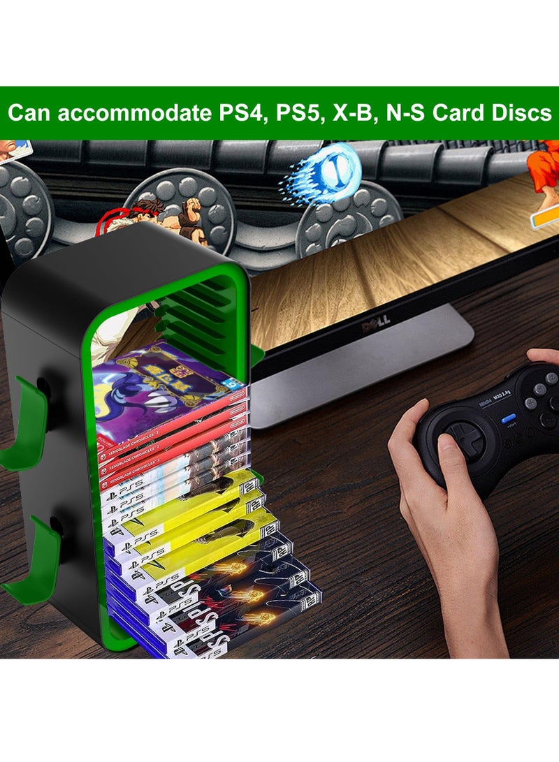Video Games Discs Organizers, PS5 Slim Stand, Game Storage Tower Compatible with PS5/ Xbox Series S  X/ Switch, with 4 Controllers Holder, Game Disk Box Stand - Image 5