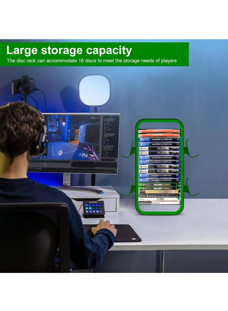 Video Games Discs Organizers, PS5 Slim Stand, Game Storage Tower Compatible with PS5/ Xbox Series S  X/ Switch, with 4 Controllers Holder, Game Disk Box Stand - Image 2