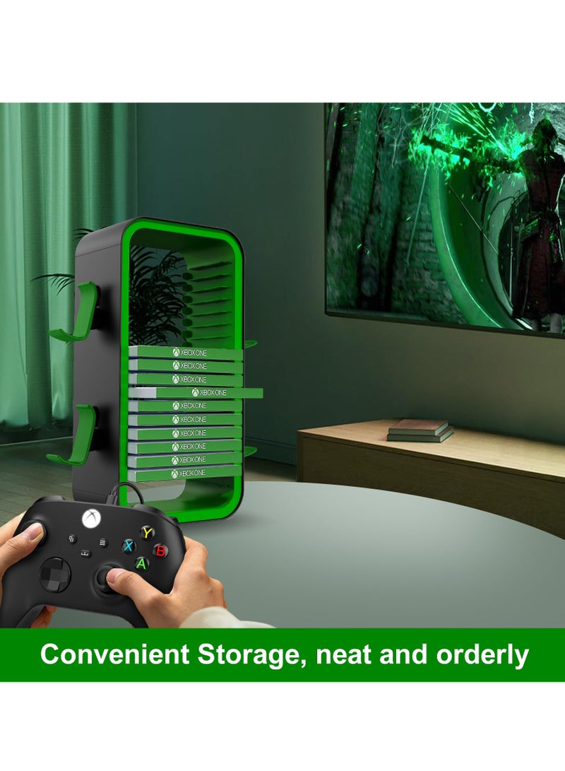 Video Games Discs Organizers, PS5 Slim Stand, Game Storage Tower Compatible with PS5/ Xbox Series S  X/ Switch, with 4 Controllers Holder, Game Disk Box Stand - Image 3