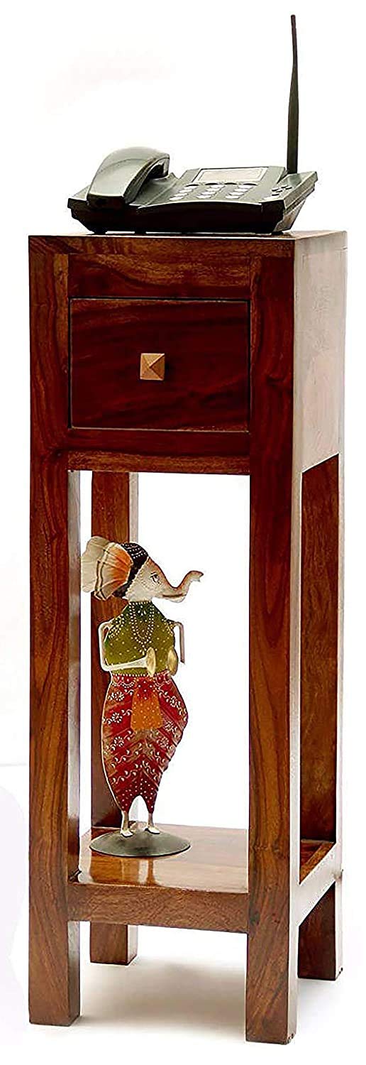 Umark Sheesham Wood Bedside End Table | Side Table With A Drawer For Home Decor |Living Room | Single Table, Brown - Image 2