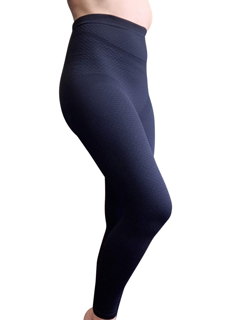 BioflectÂ® Compression Leggings with Bioactive Raised Massaging Knit - for Support and Comfort - Black XL - Image 1