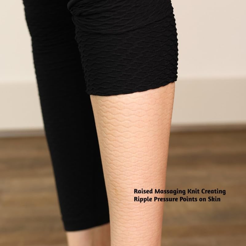 BioflectÂ® Compression Leggings with Bioactive Raised Massaging Knit - for Support and Comfort - Black XL - Image 3