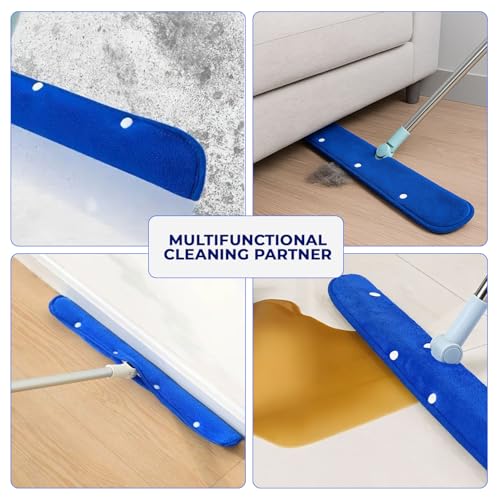 Maxoshine Magic Broom Sweeper with Removable Microfiber Cloth | 180° Flexiwipe Multipurpose Wiper for Wet & Dry Cleaning | Squeegee Floor Mop with Extendable Handle (Dark Blue) - Image 4