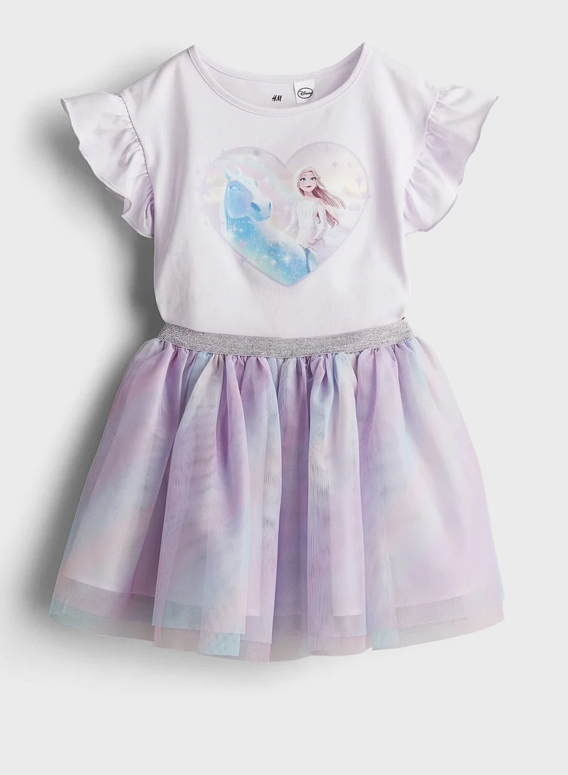 اتش اند ام Kids Crew Neck T-Shirt & Skirt Set