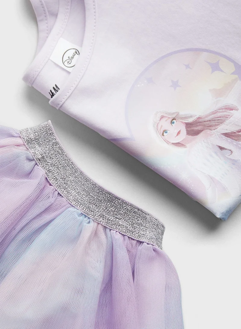 اتش اند ام Kids Crew Neck T-Shirt & Skirt Set