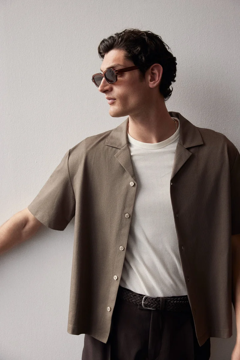 H&M Regular Fit Ribbed resort shirt