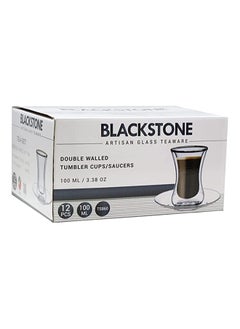 BLACKSTONE Double Wall Glass Tumbler Set of 12 Pcs 100ML Estikana Tea or Coffee Cups TS860  - Image 4