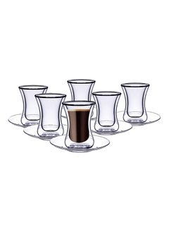 Double Wall Glass Tumbler Set of 12 Pcs 100ML Estikana Tea or Coffee Cups TS860