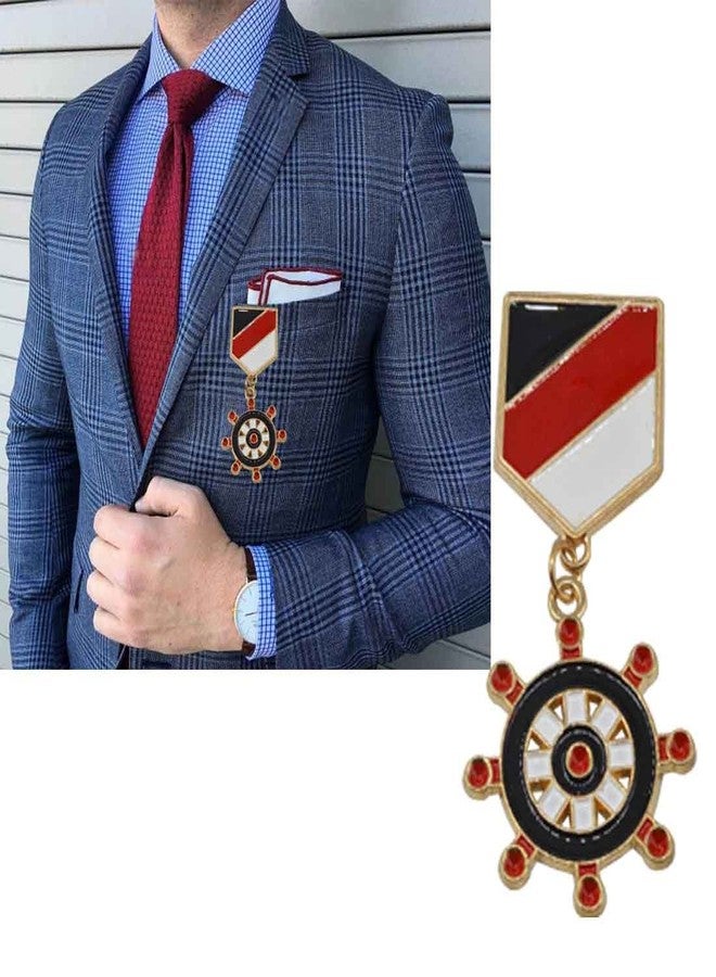 Sullery Party Gift Shipwheel Navy Medal Brooch Pin Badge Lapel Pin Multicolor Zinc Alloy Brooch For Men Women - Image 3